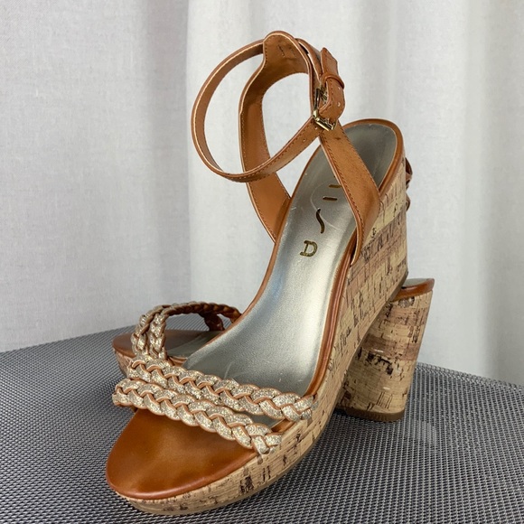 Unisa Gold & Silver Braided Wedge Sandal 7.5 🖤 - Picture 1 of 12